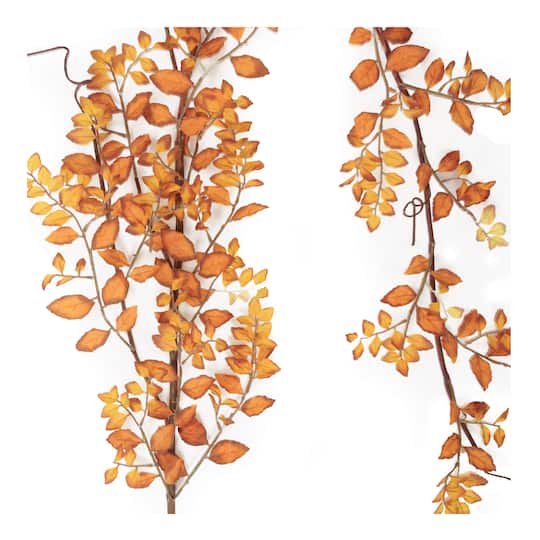60" Orange Autumn Leaf Garland